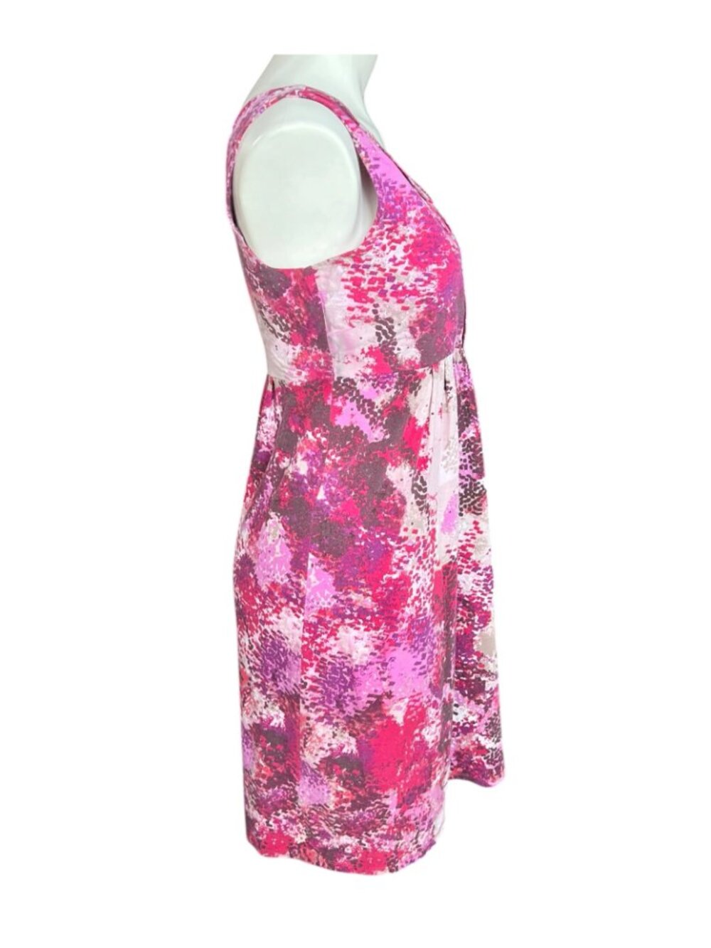 Ann Taylor Womens Dress Size M Pinks Magenta Sleeveless V-Neck Cotton Knit Dress - Picture 6 of 11